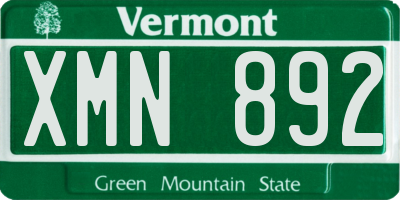 VT license plate XMN892