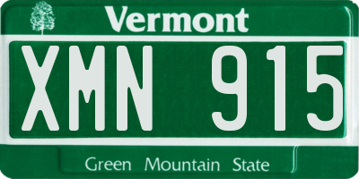 VT license plate XMN915