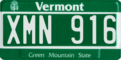 VT license plate XMN916