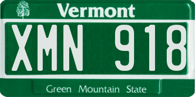 VT license plate XMN918