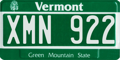 VT license plate XMN922