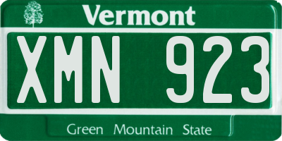 VT license plate XMN923