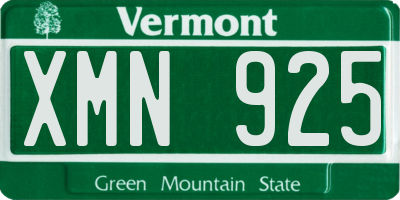 VT license plate XMN925