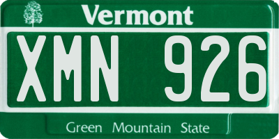 VT license plate XMN926
