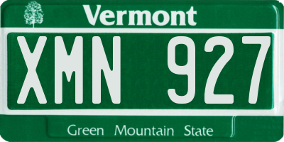 VT license plate XMN927
