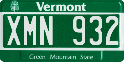 VT license plate XMN932