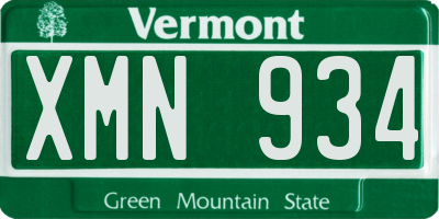 VT license plate XMN934