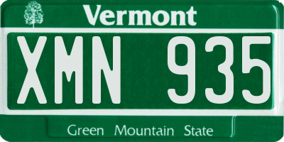 VT license plate XMN935