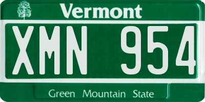 VT license plate XMN954