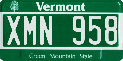 VT license plate XMN958