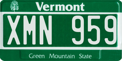 VT license plate XMN959