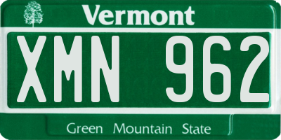 VT license plate XMN962