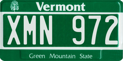 VT license plate XMN972