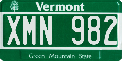 VT license plate XMN982
