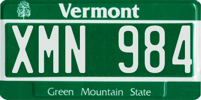 VT license plate XMN984