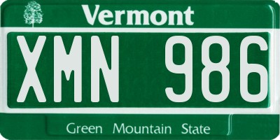 VT license plate XMN986