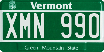 VT license plate XMN990