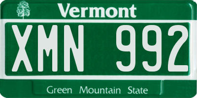 VT license plate XMN992