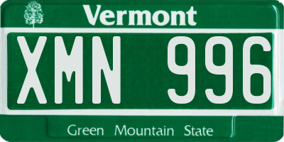 VT license plate XMN996
