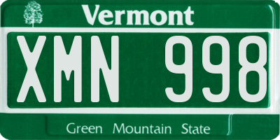 VT license plate XMN998