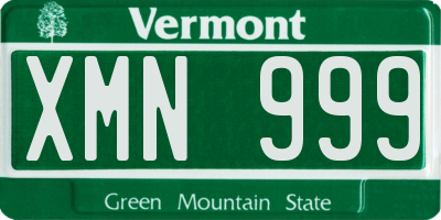 VT license plate XMN999