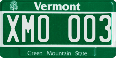VT license plate XMO003