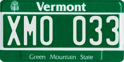 VT license plate XMO033
