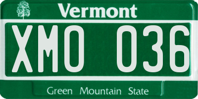VT license plate XMO036