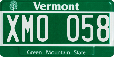 VT license plate XMO058