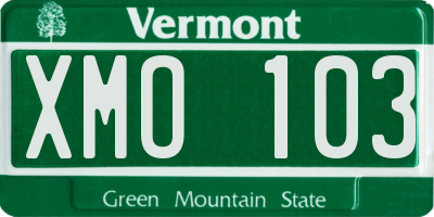 VT license plate XMO103