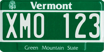 VT license plate XMO123