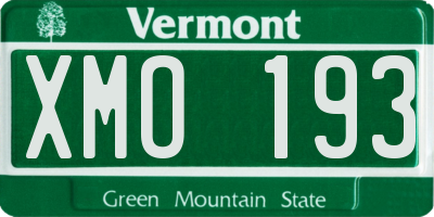 VT license plate XMO193