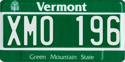 VT license plate XMO196