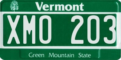 VT license plate XMO203