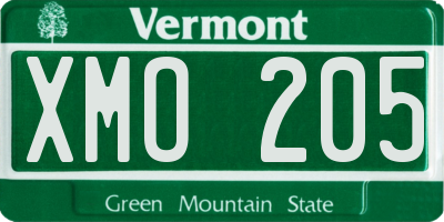 VT license plate XMO205