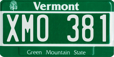 VT license plate XMO381
