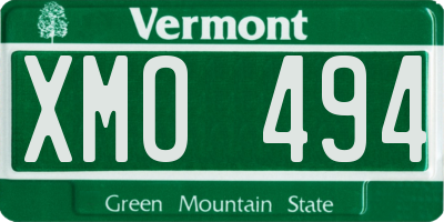 VT license plate XMO494