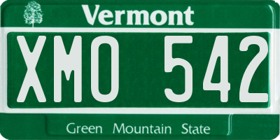 VT license plate XMO542