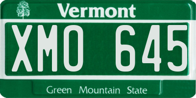 VT license plate XMO645