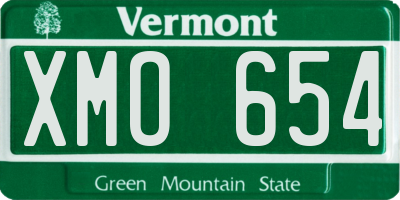 VT license plate XMO654