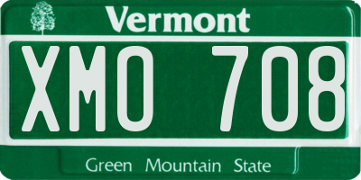 VT license plate XMO708