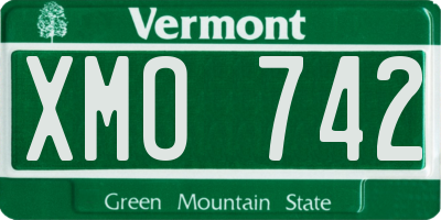 VT license plate XMO742