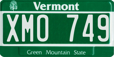 VT license plate XMO749