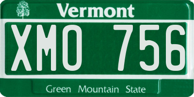 VT license plate XMO756