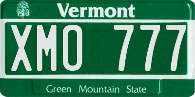 VT license plate XMO777