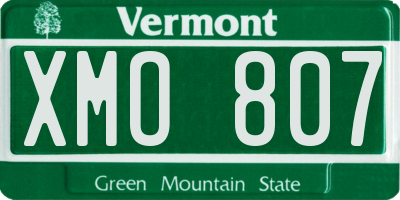 VT license plate XMO807