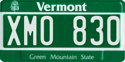 VT license plate XMO830