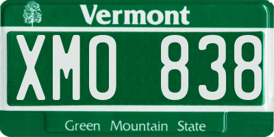 VT license plate XMO838