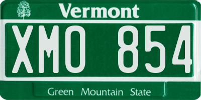 VT license plate XMO854