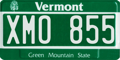 VT license plate XMO855